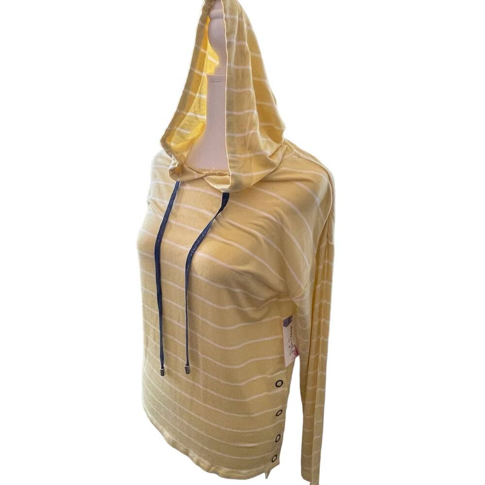 NWT Peyton Primrose Size Small SM S Plaintain Combo Yellow Hooded Womens Shirt